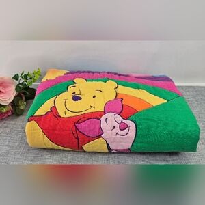 Vintage Handmade Baby Quilt With Winnie The Pooh And Friends 40”x32” Multicolor